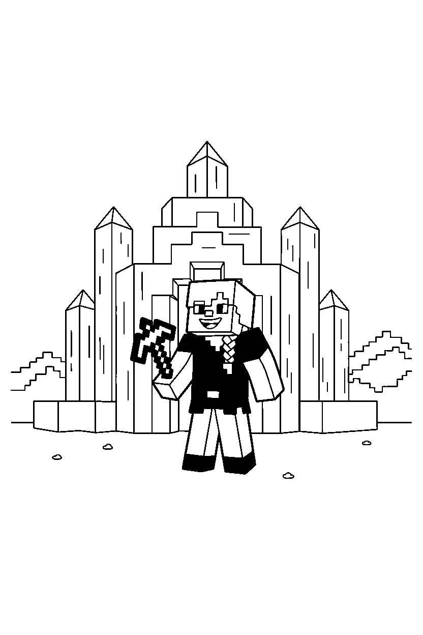 minecraft alex smiling in ice castle line art
