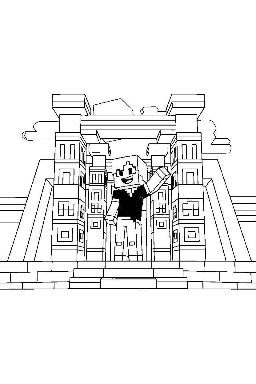 minecraft alex smiling in temple line art