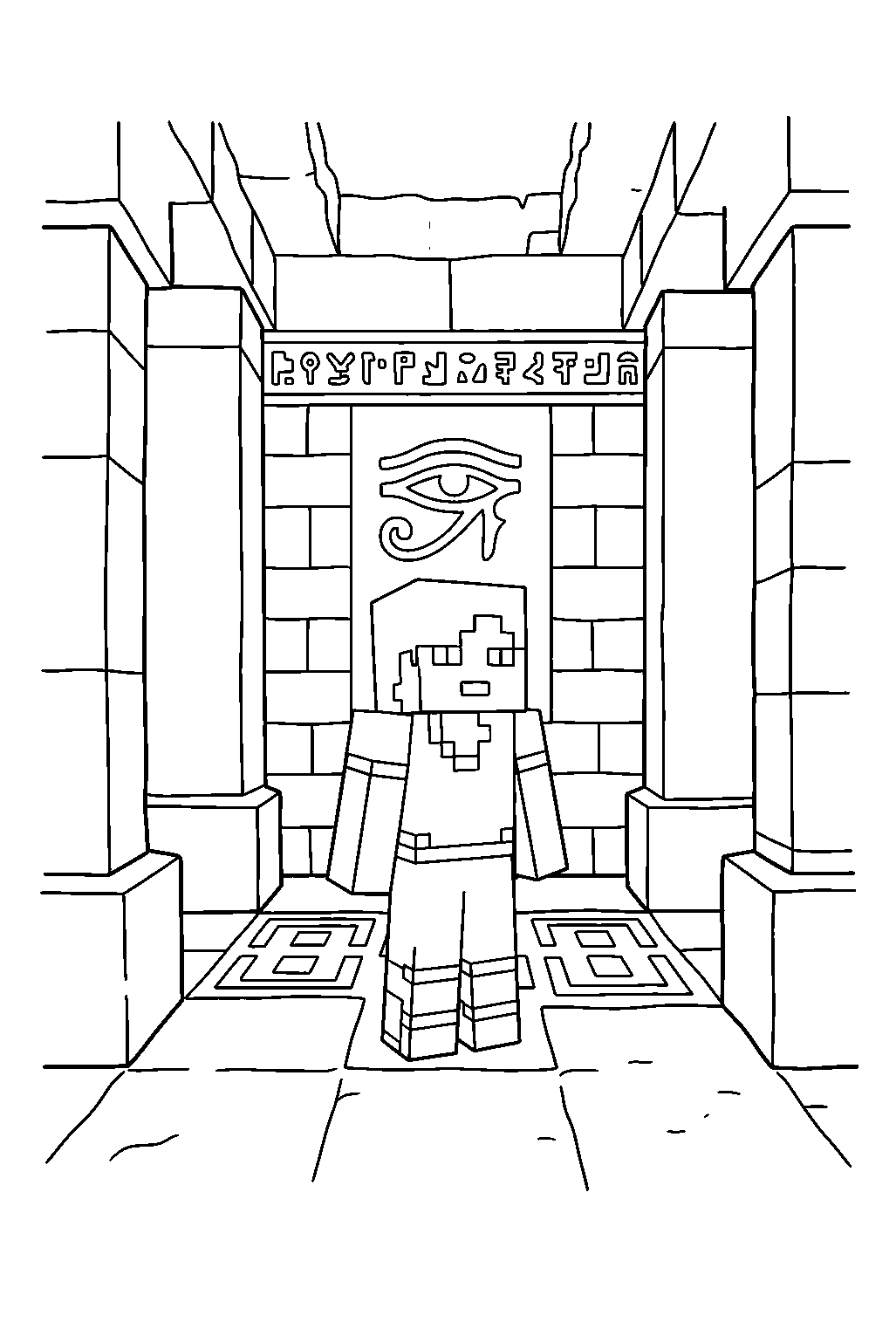 minecraft alex standing in desert temple line art