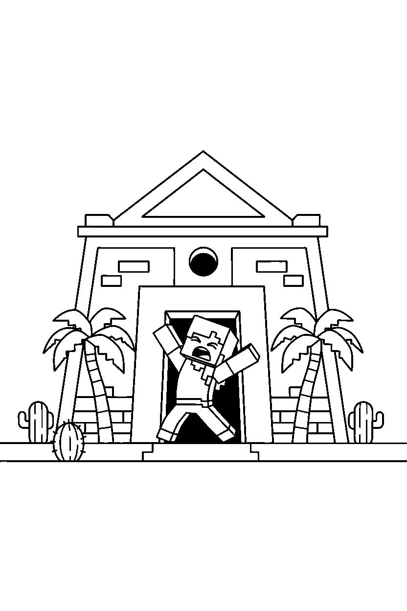 minecraft alex stretching in desert temple line art