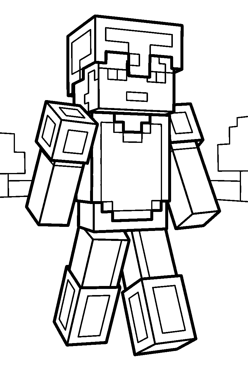 minecraft alex wearing full armor line art