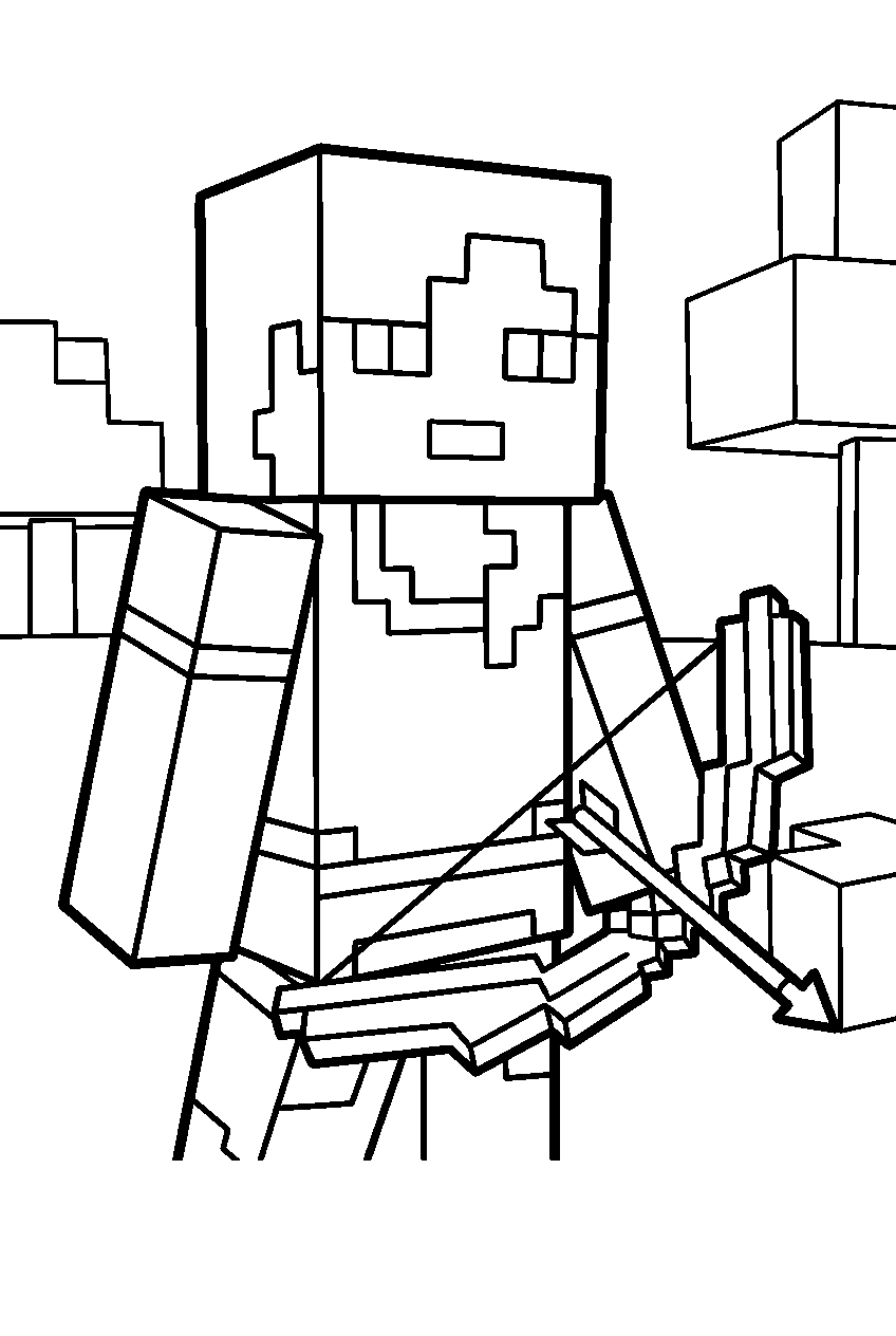 minecraft alex with bow line art