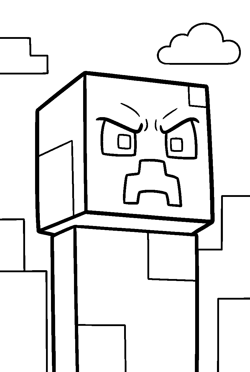 angry minecraft creeper line art