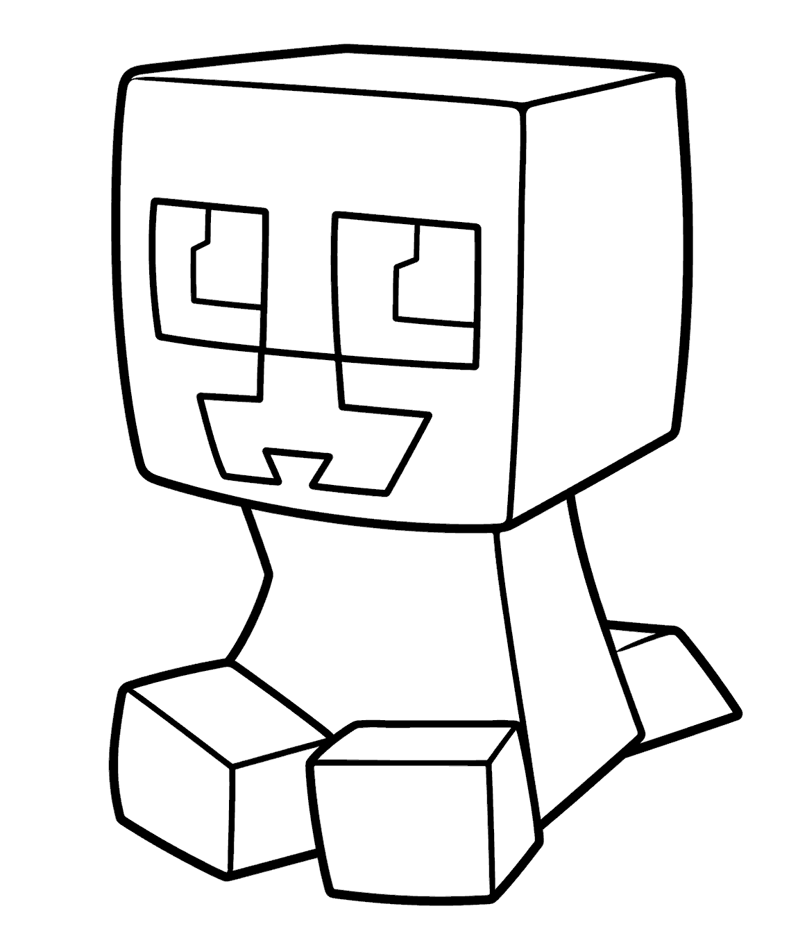 minecraft chibi creeper line art
