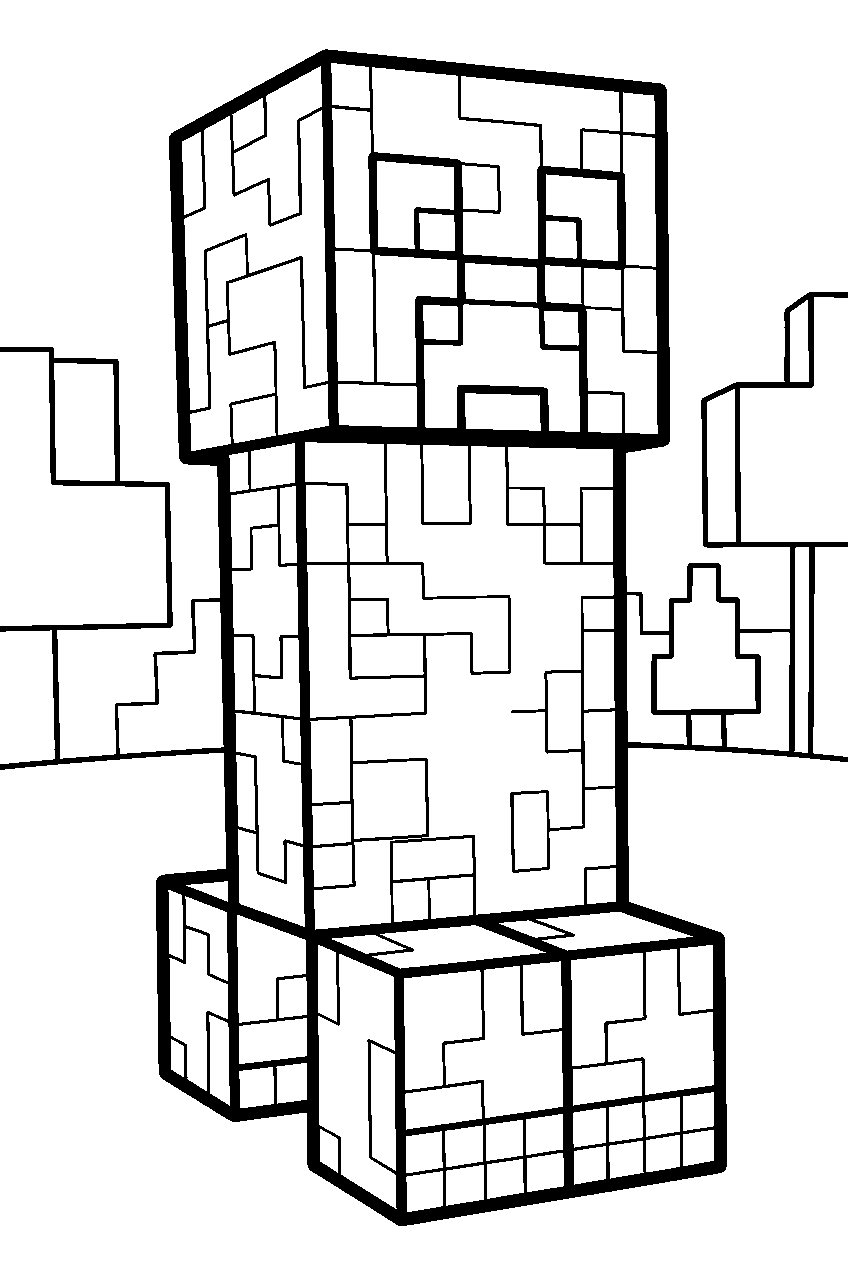 minecraft creeper line art