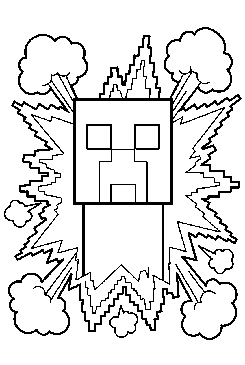 minecraft creeper explosion line art