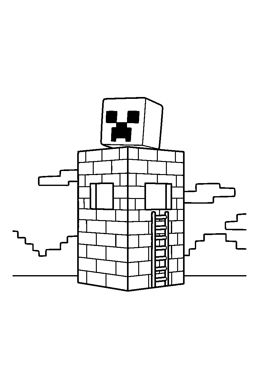 minecraft creeper observing in watchtower line art