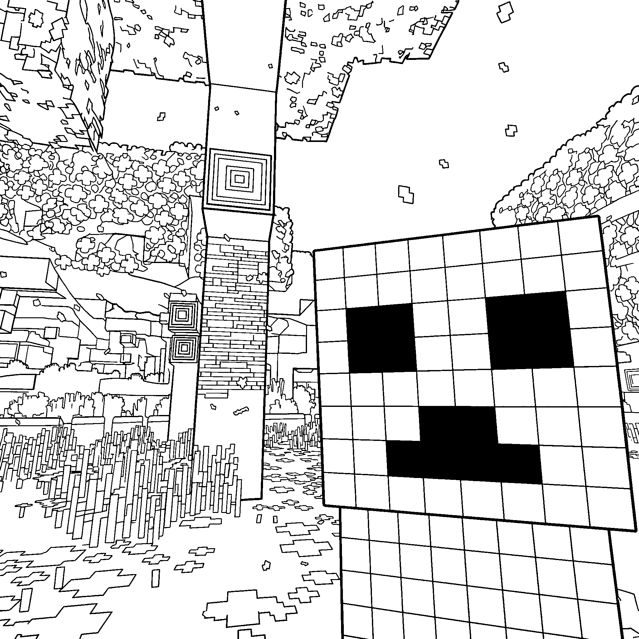 minecraft creeper selfie line art