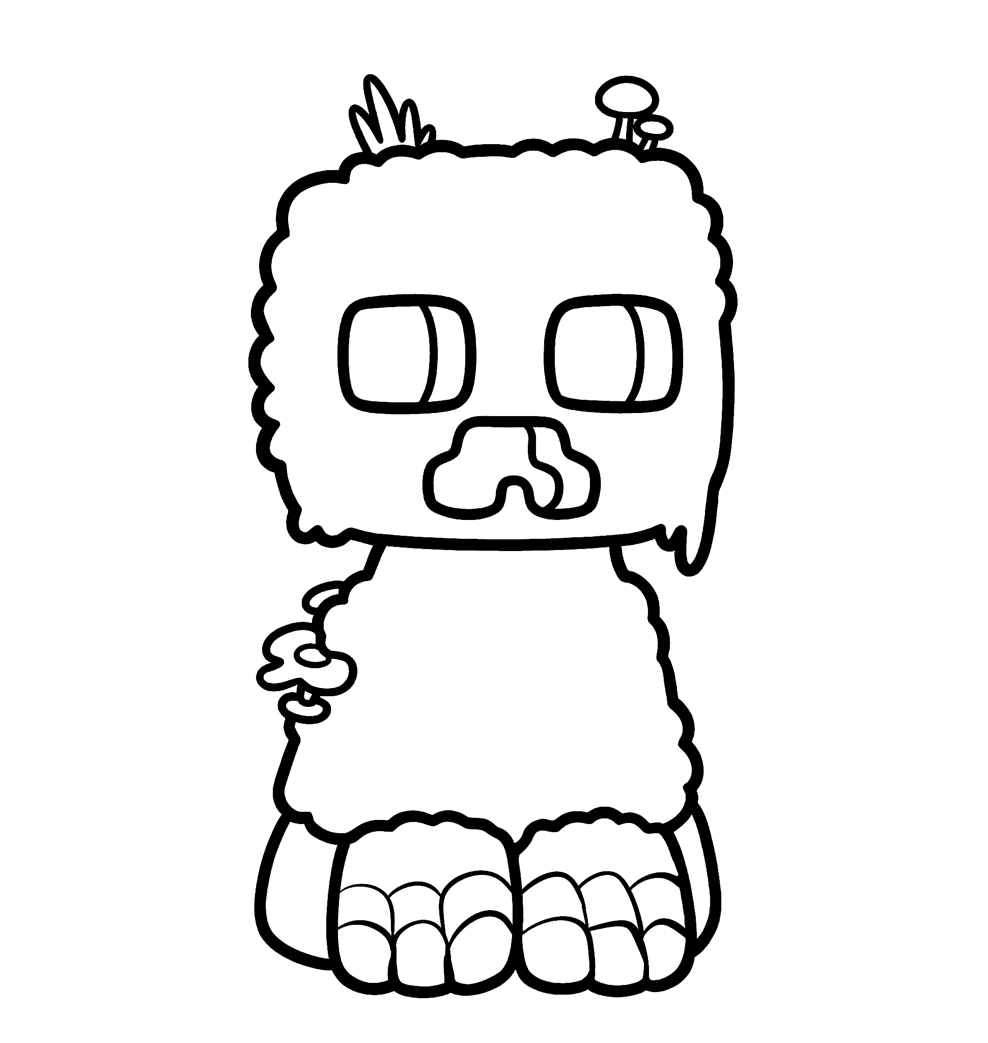 minecraft fluffy mossy creeper line art