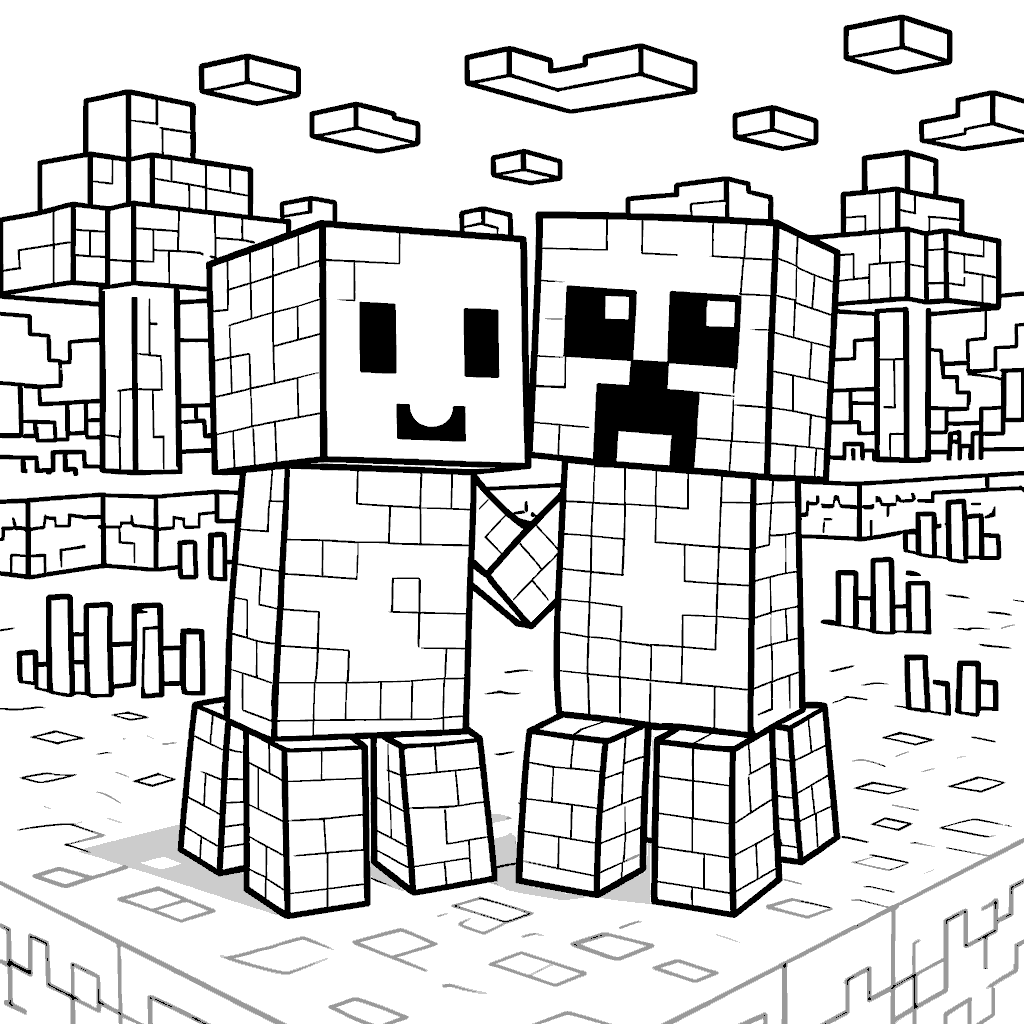 minecraft friendly creepers line art