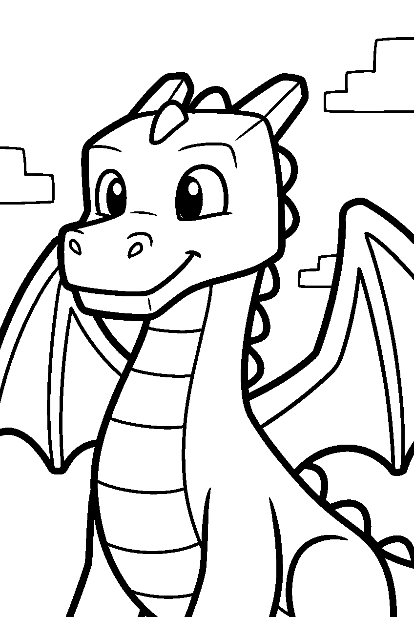 cute minecraft ender dragon line art