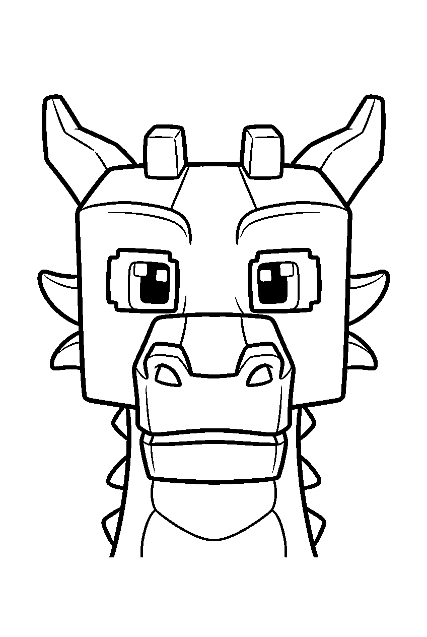 minecraft ender dragon face and eyes close up line art