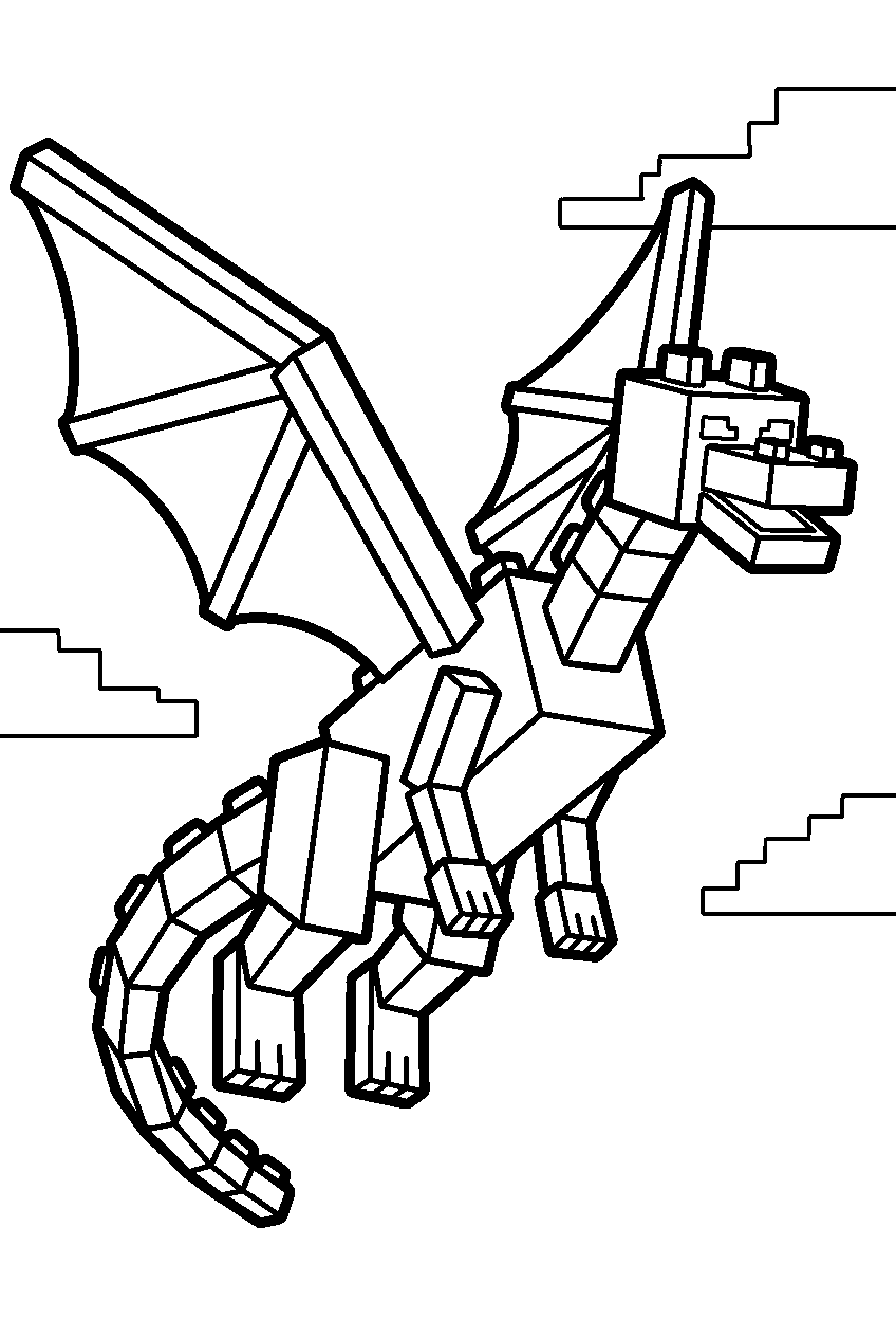 minecraft ender dragon flying line art