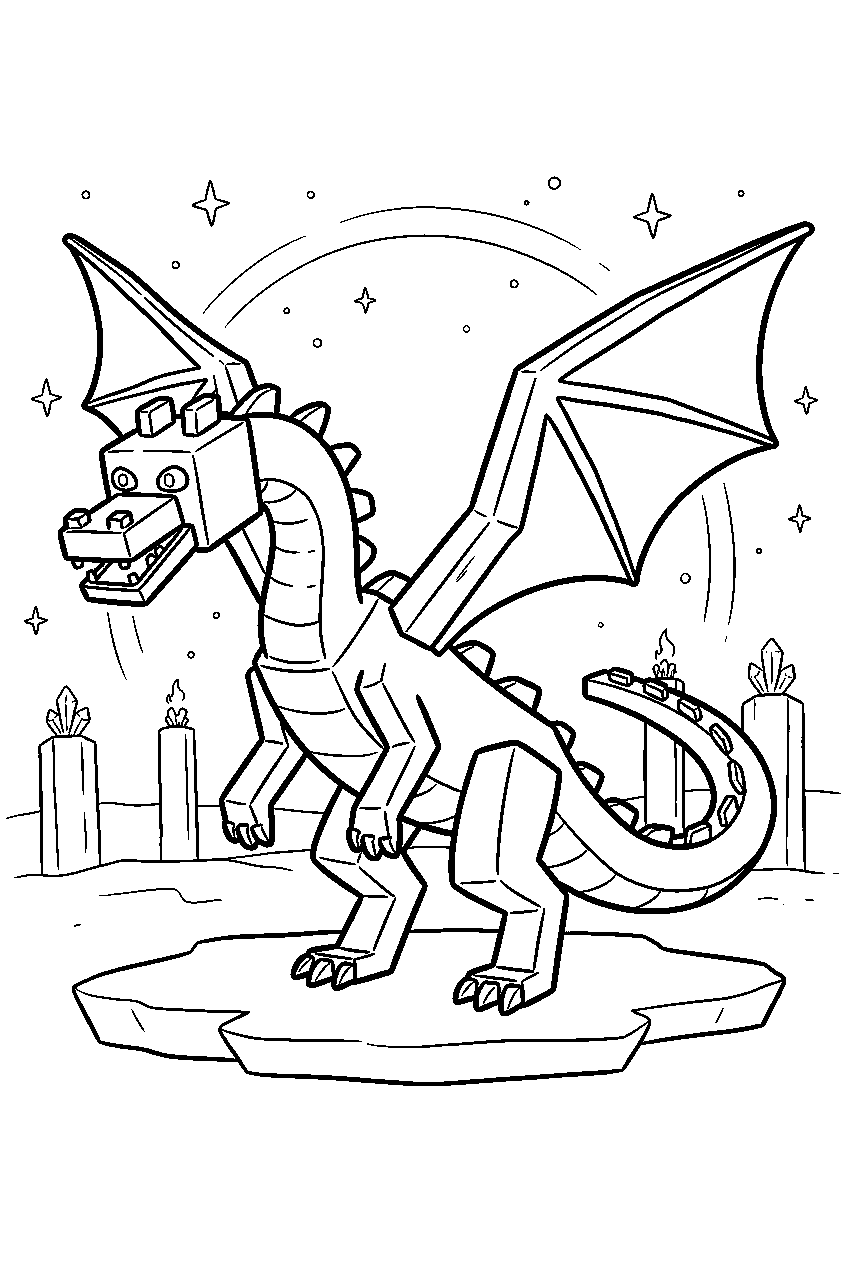 minecraft ender dragon full body pose line art