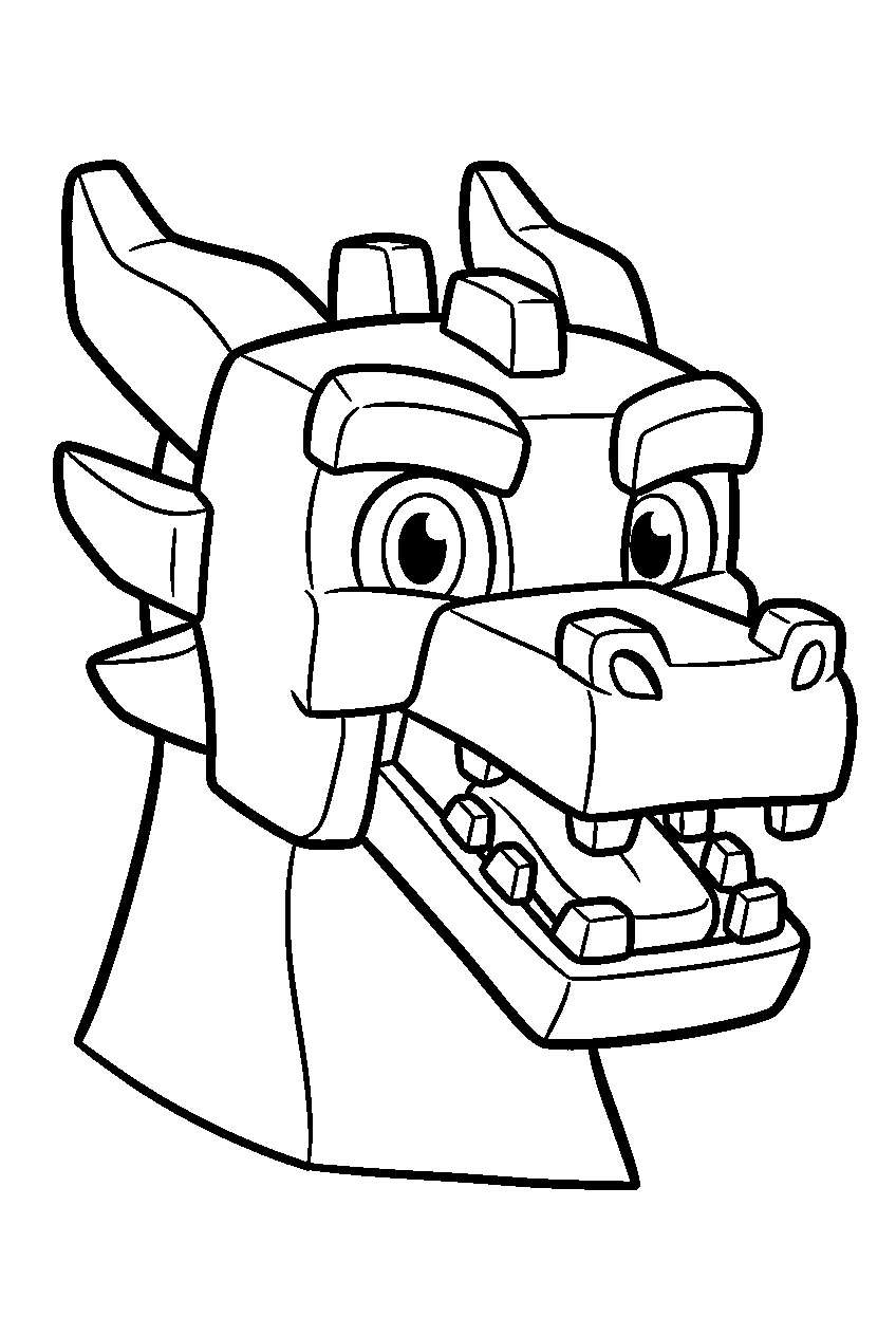 minecraft ender dragon head close up line art