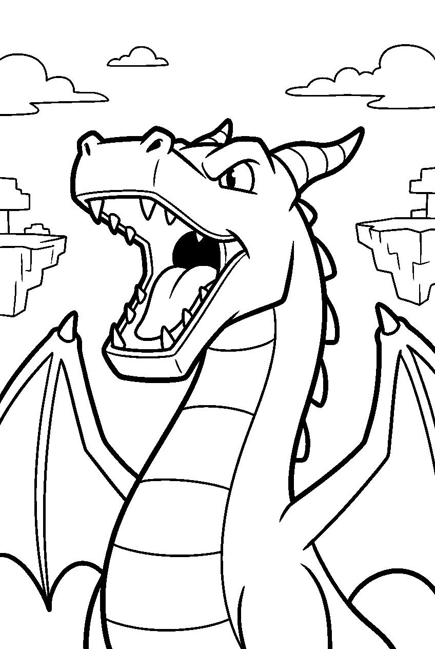 minecraft ender dragon roaring line art