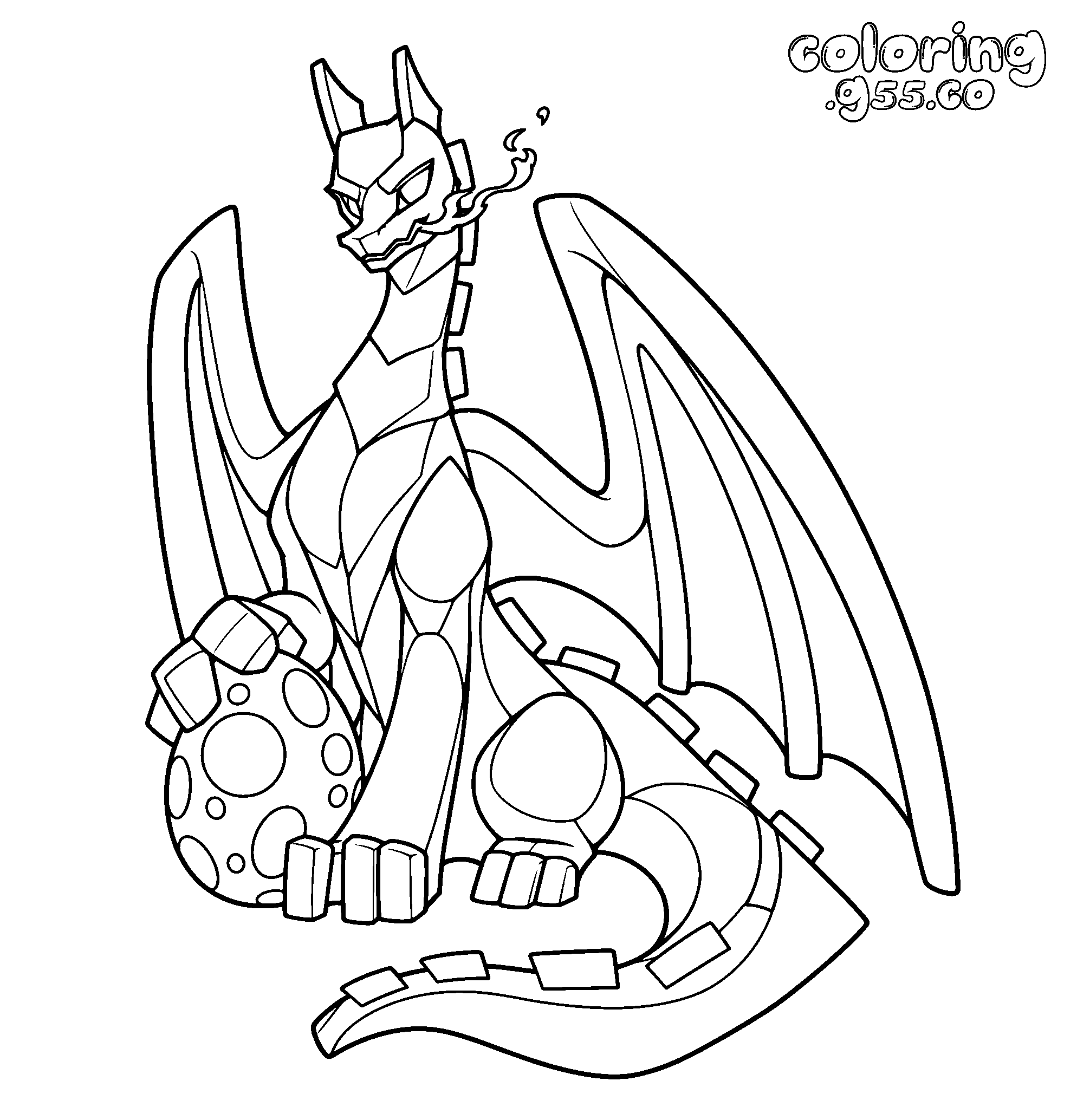 minecraft ender dragon sitting with egg line art