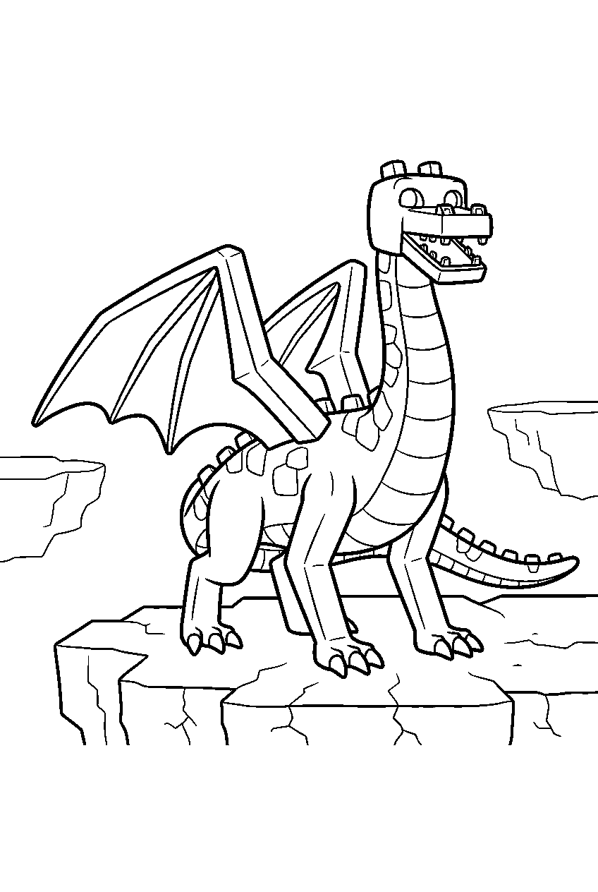 minecraft ender dragon standing on end stone line art