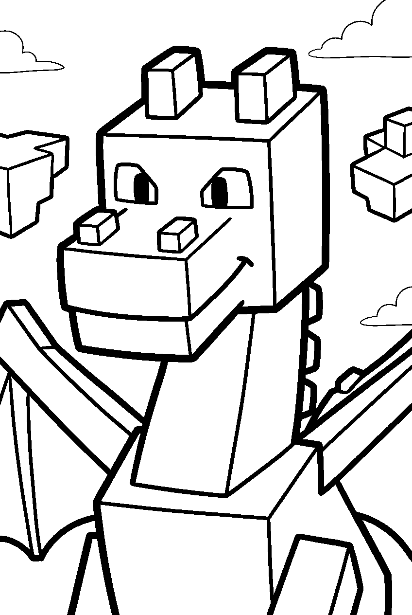 realistic minecraft ender dragon line art
