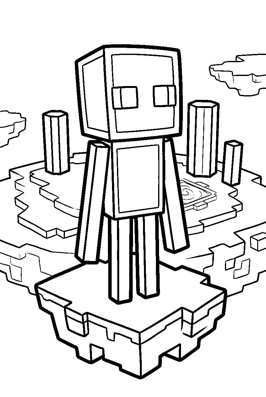 minecraft enderman in the end line art