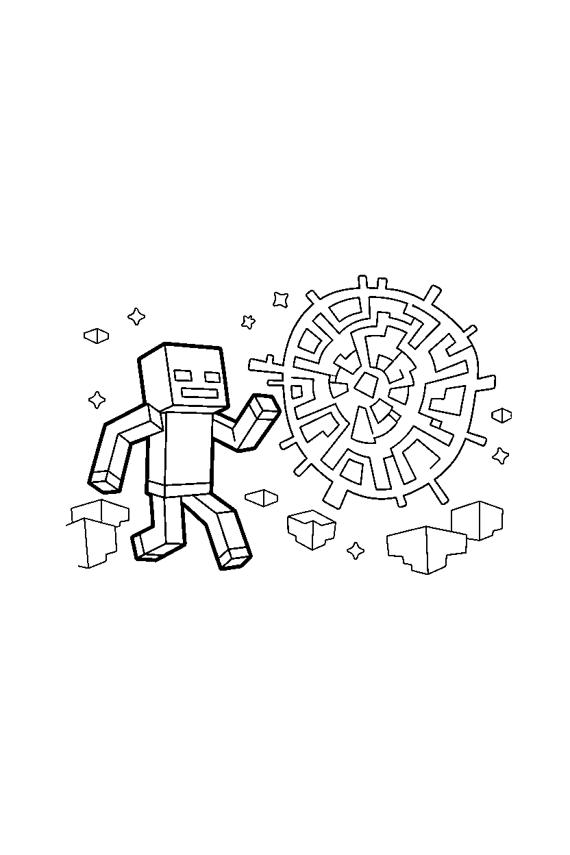 minecraft enderman jumping in glowing zone line art