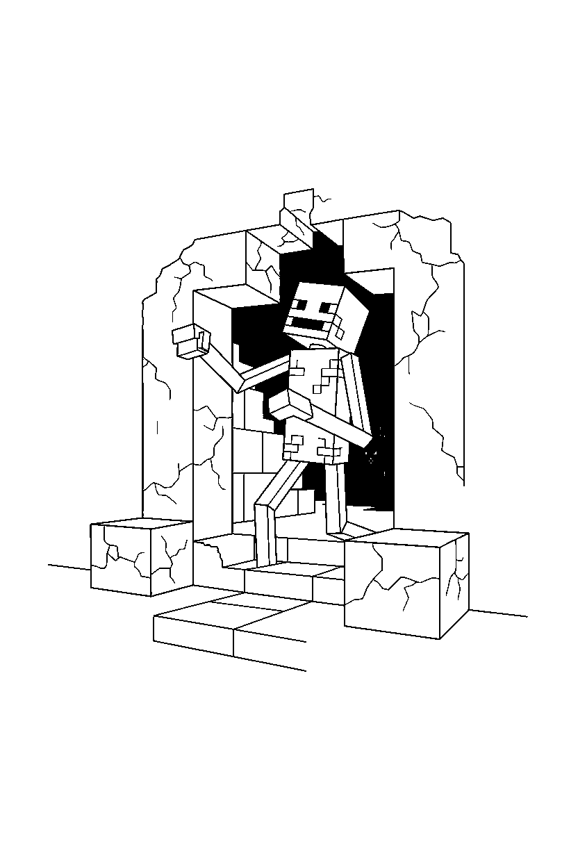 minecraft enderman reaching in stronghold line art