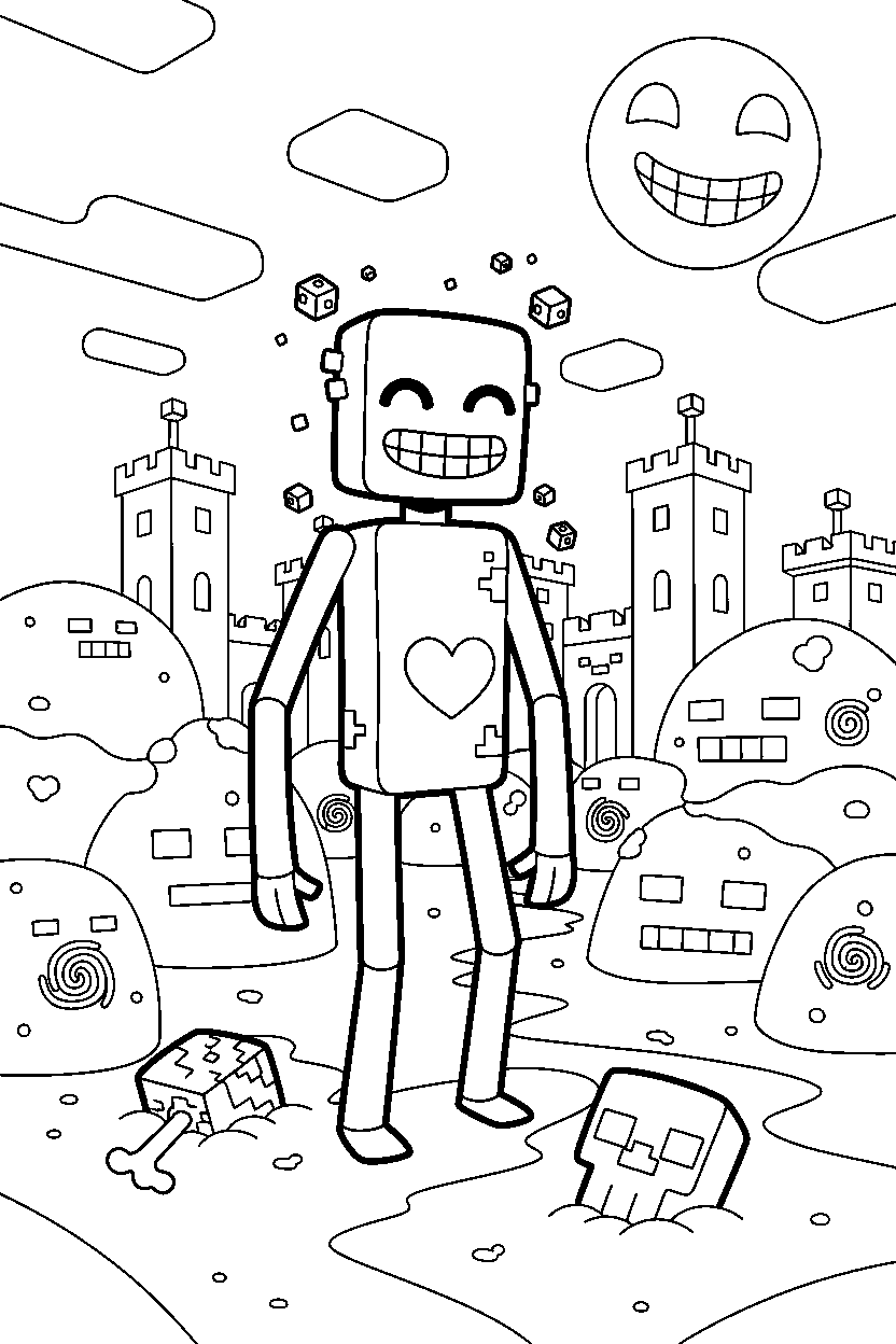 minecraft enderman smiling in soul sand valley line art