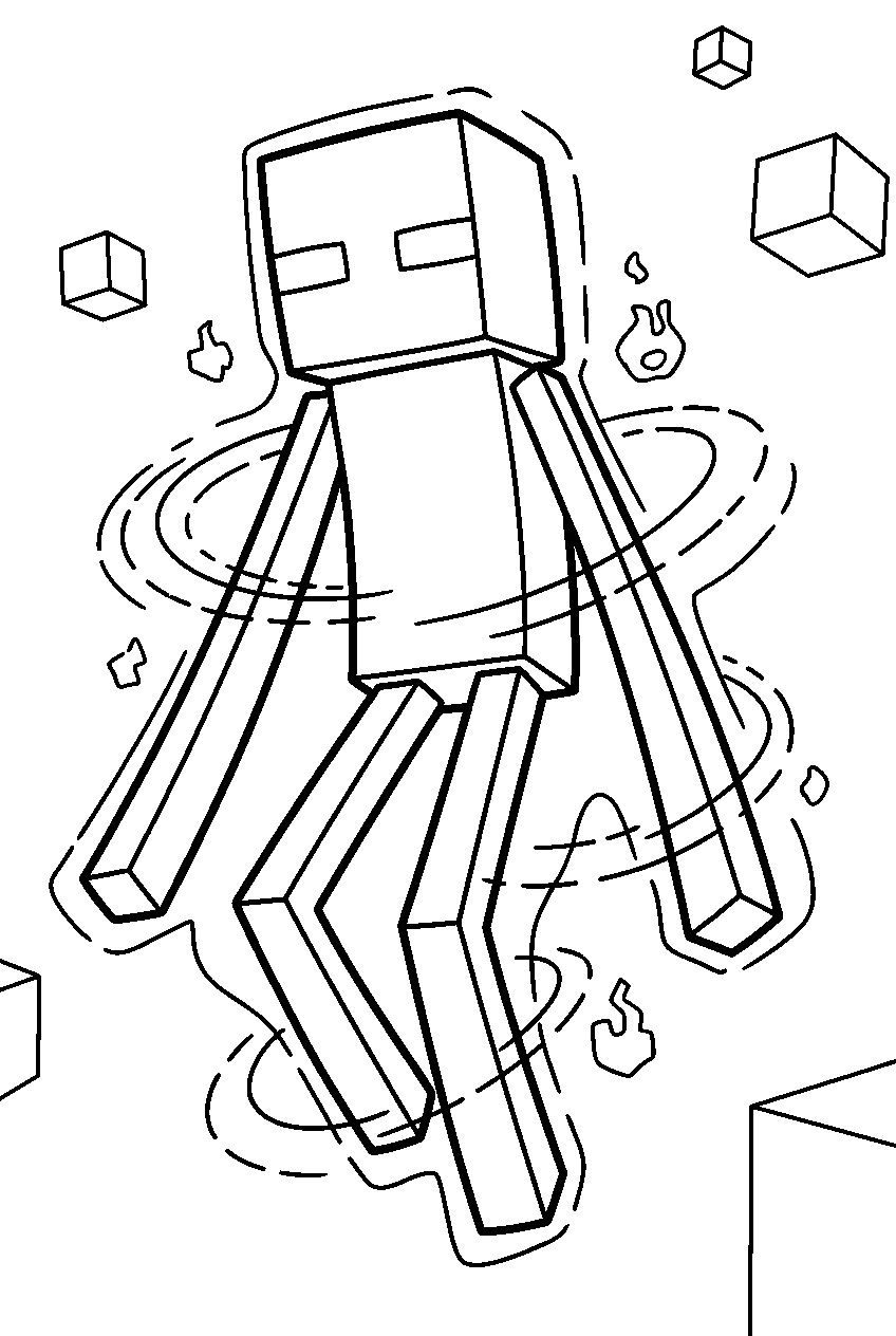 minecraft enderman teleporting line art