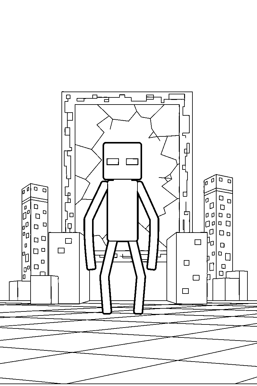 minecraft enderman watching quietly in the end dimension line art