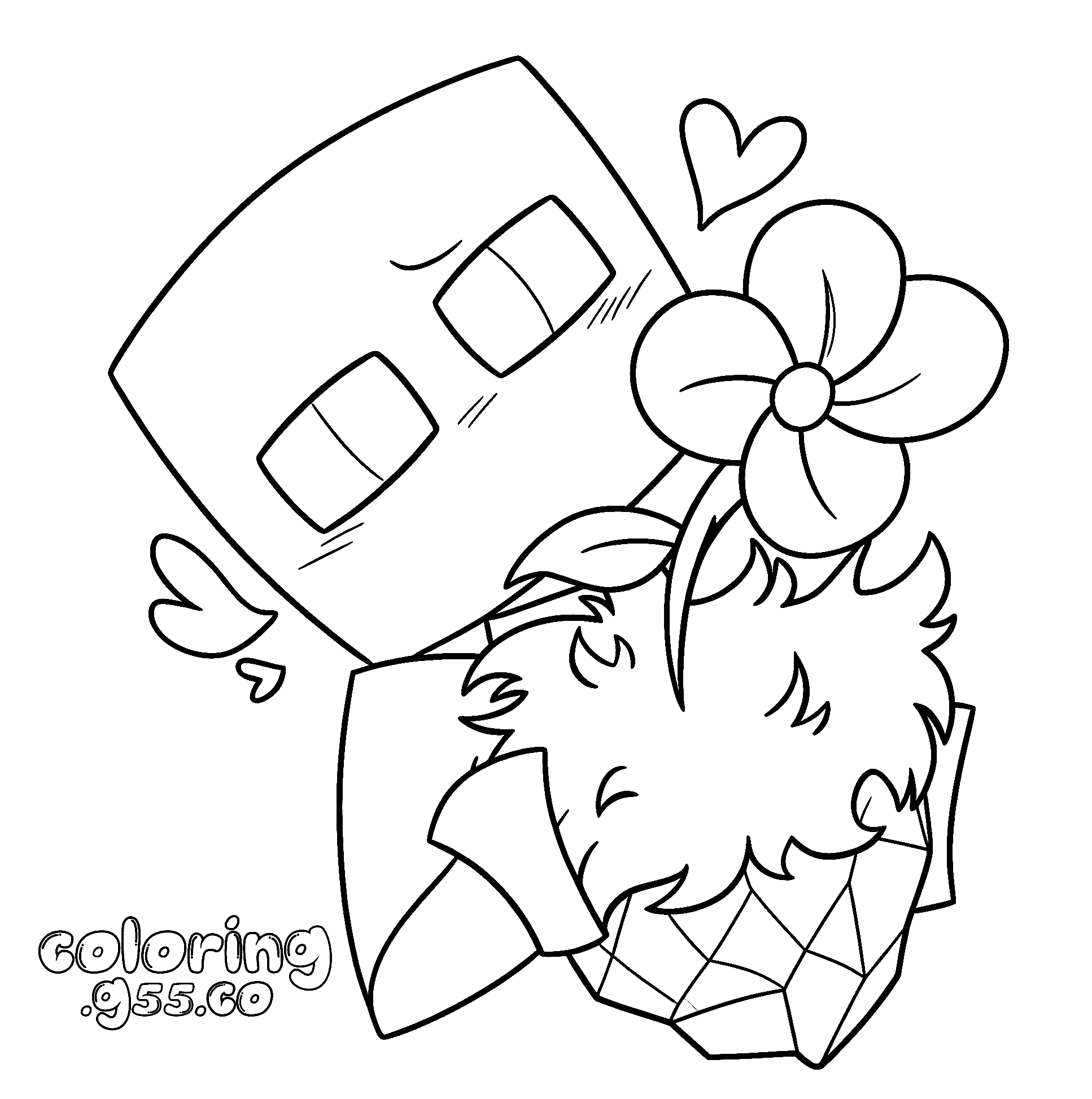minecraft shy enderman flower kawaii line art for kids