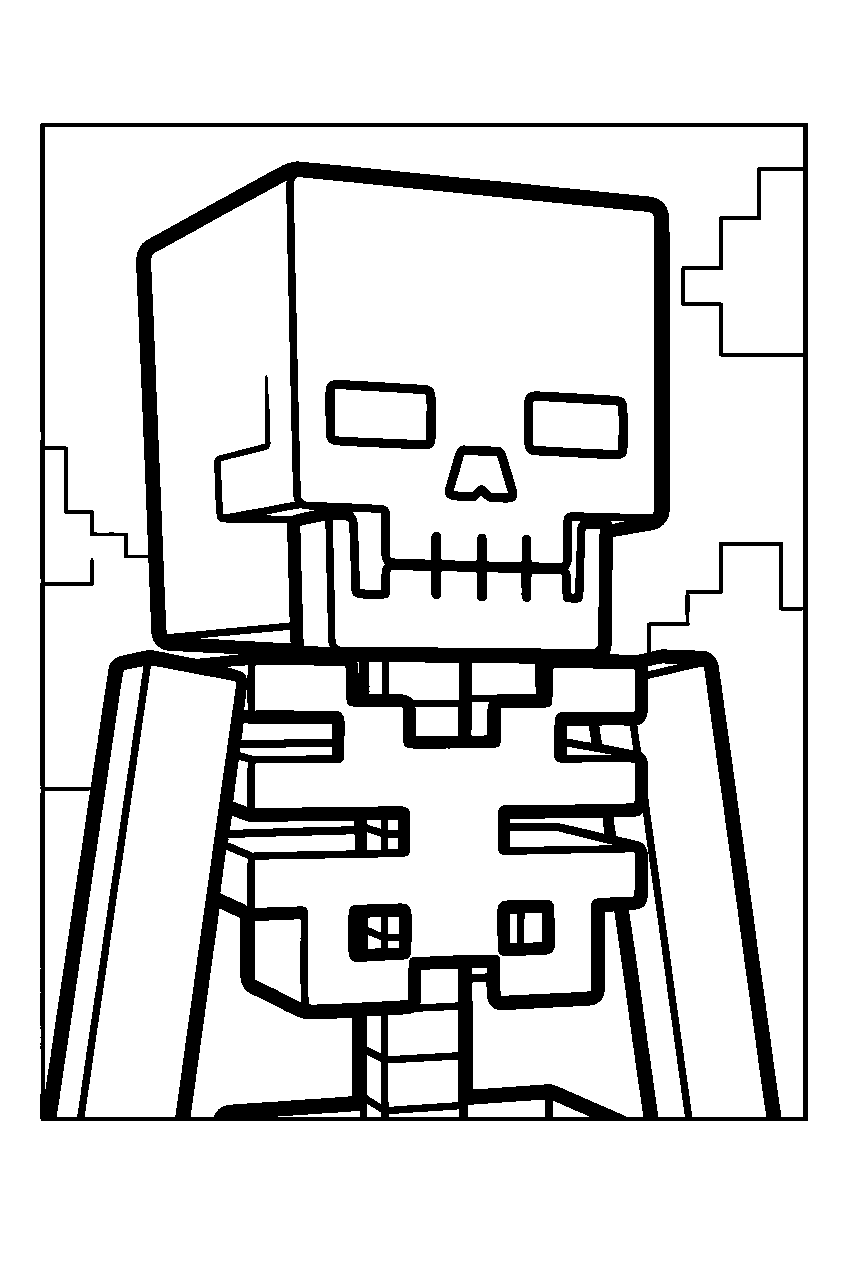 minecraft movie skeleton line art