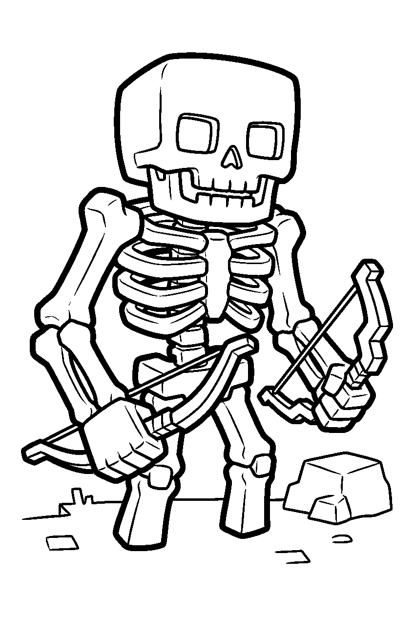 minecraft mutant skeleton line art