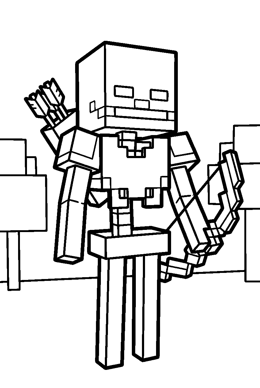 minecraft skeleton archer line art