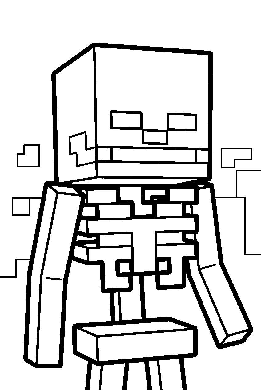 minecraft skeleton line art
