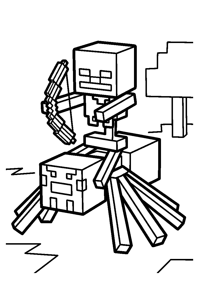 minecraft spider jockey line art