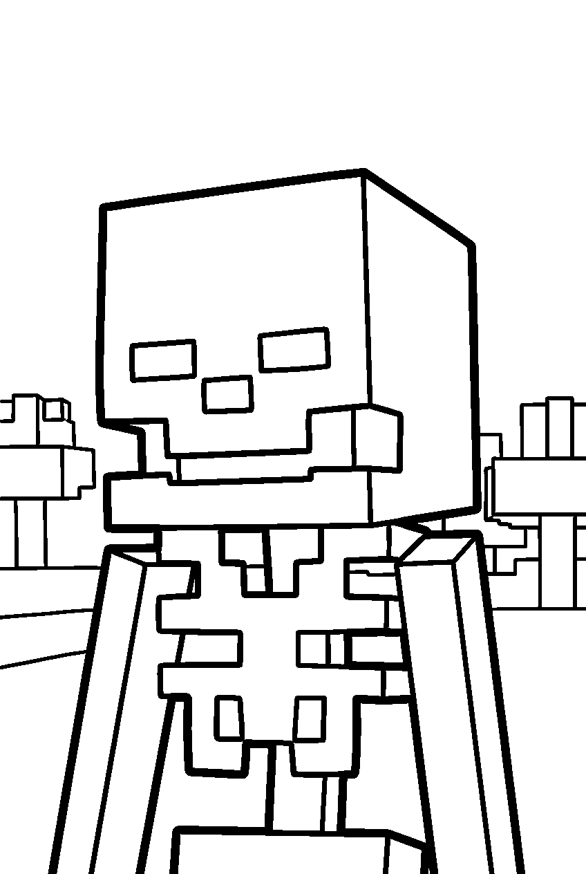 minecraft wither skeleton line art