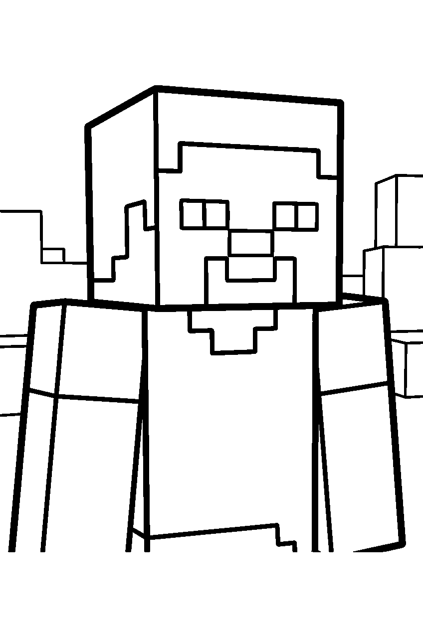 minecraft steve line art