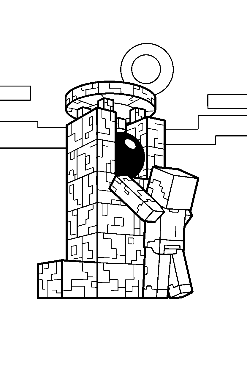 minecraft steve reaching in end tower line art