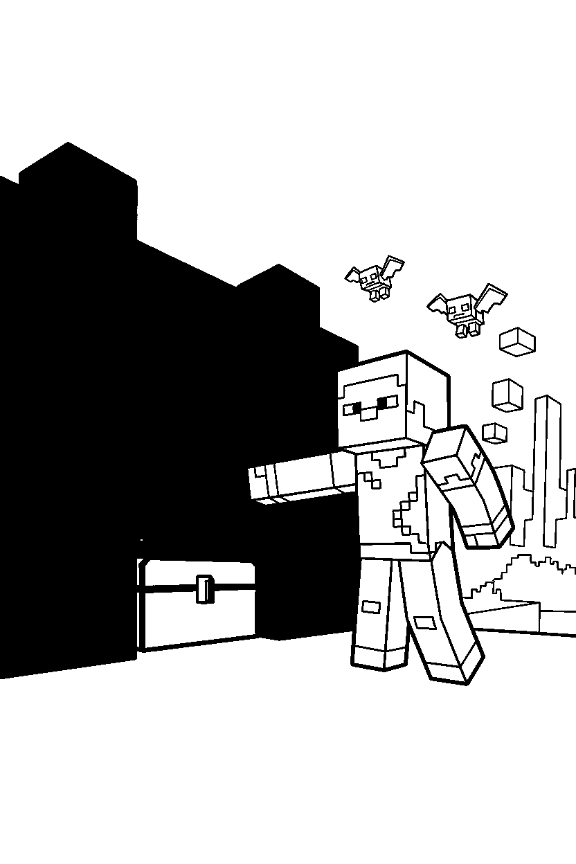 minecraft steve reaching in nether fortress line art