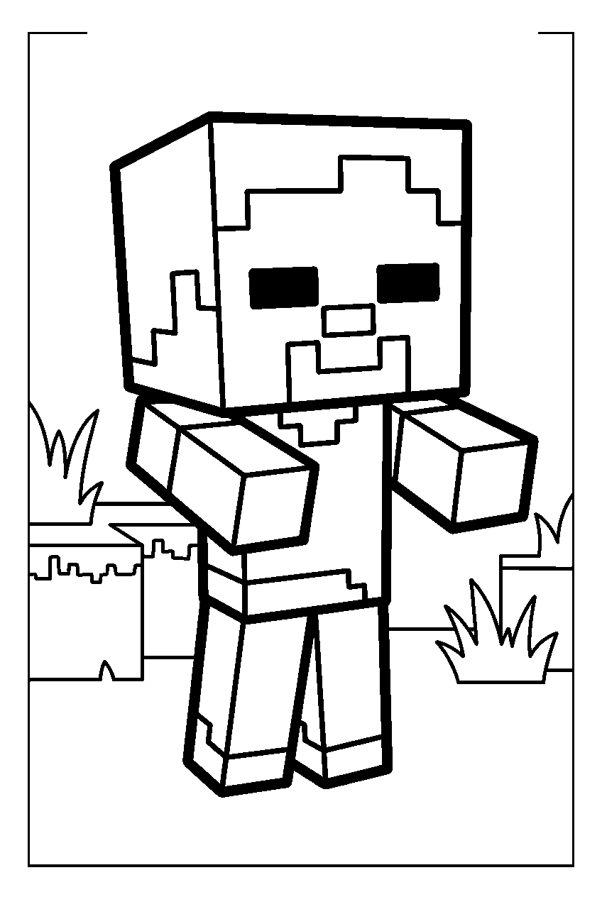 minecraft baby zombie line art