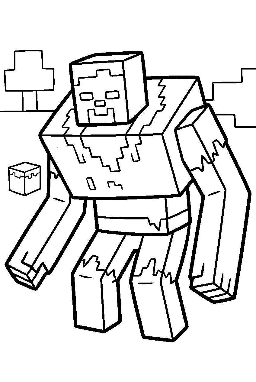 minecraft mutant zombie line art