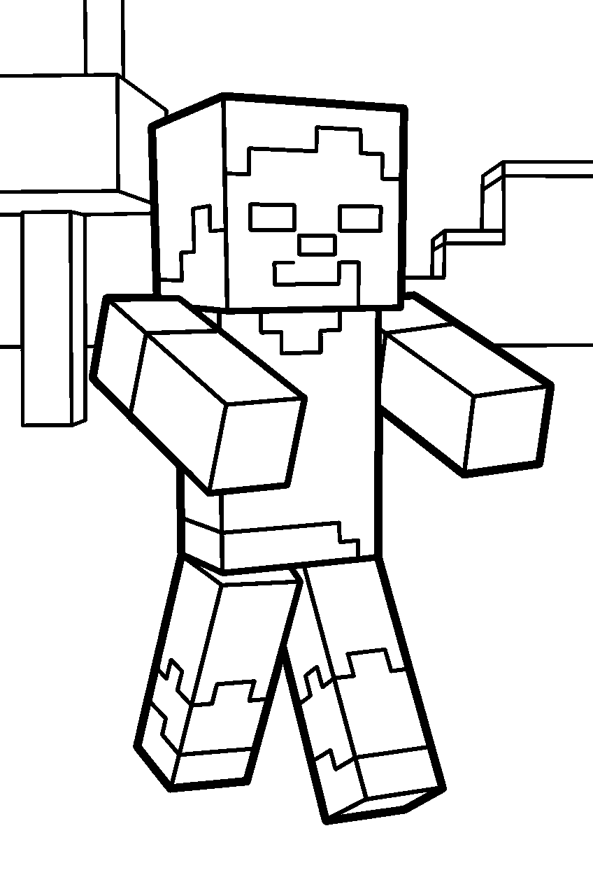minecraft zombie line art