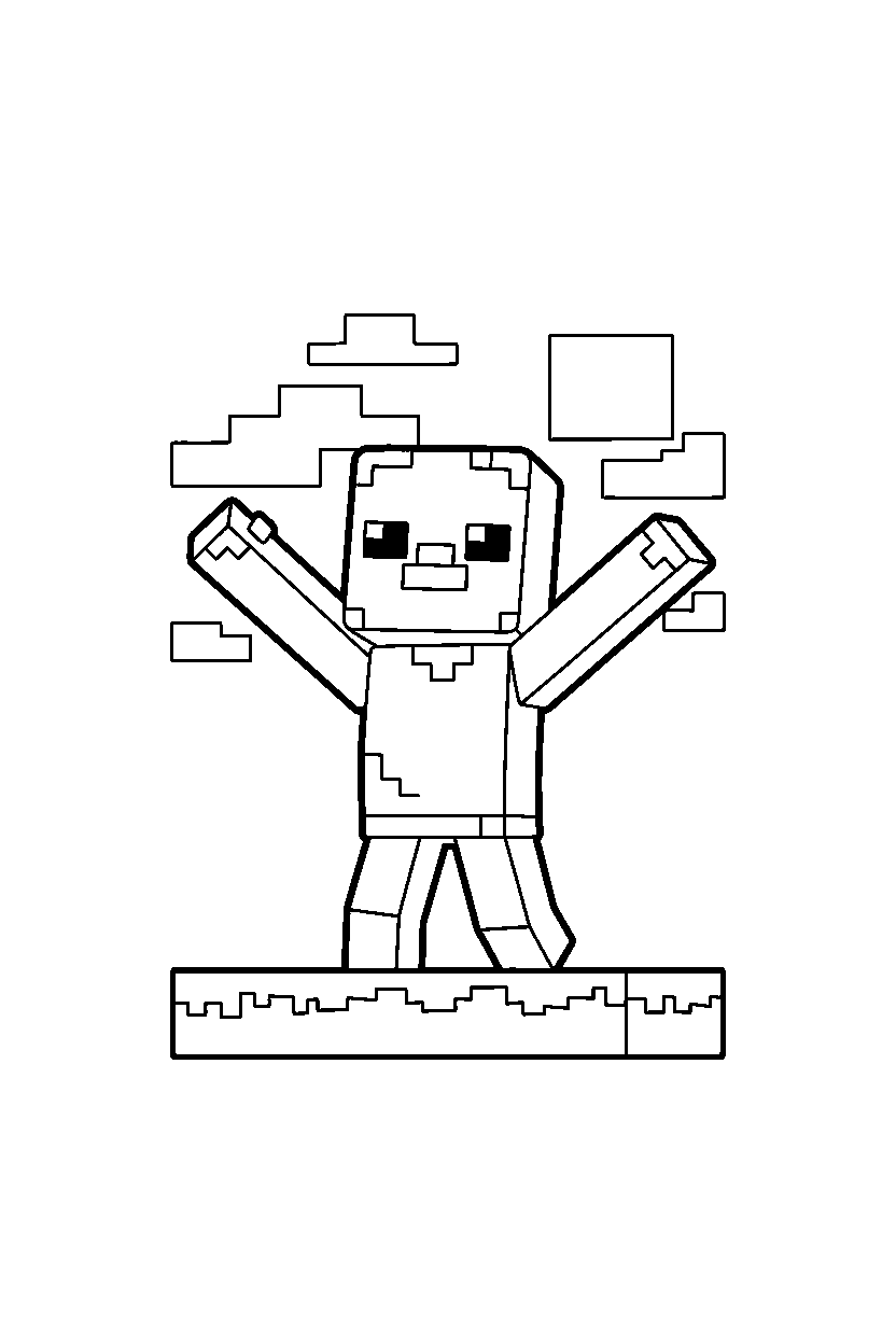 minecraft zombie reaching in sky area line art