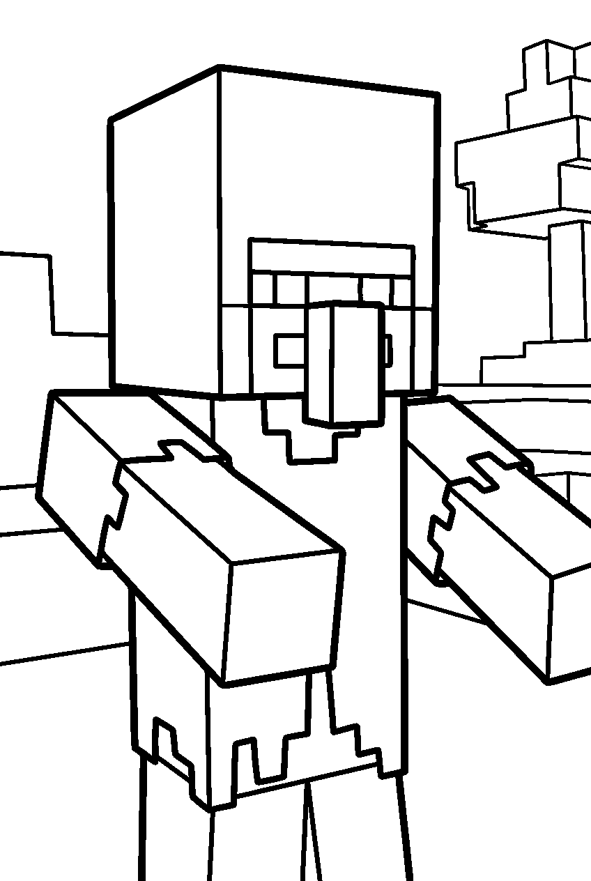 minecraft zombie villager line art