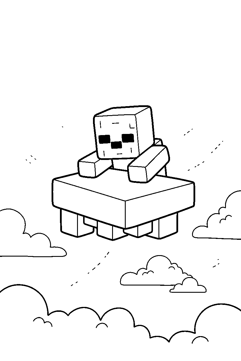 minecraft zombie watching carefully in a sky base line art
