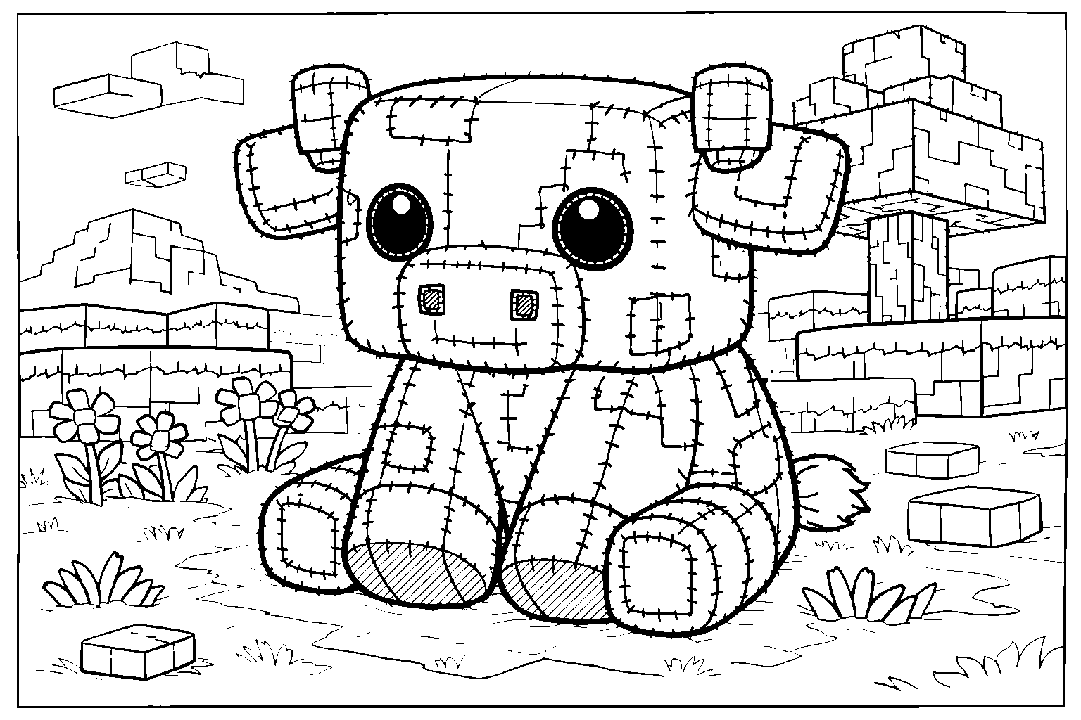 cute minecraft cow patchwork