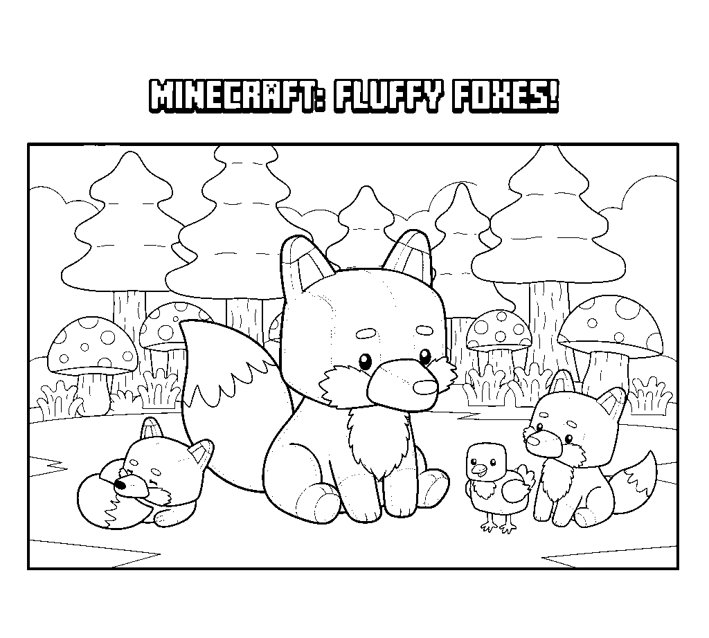 cute minecraft fox family