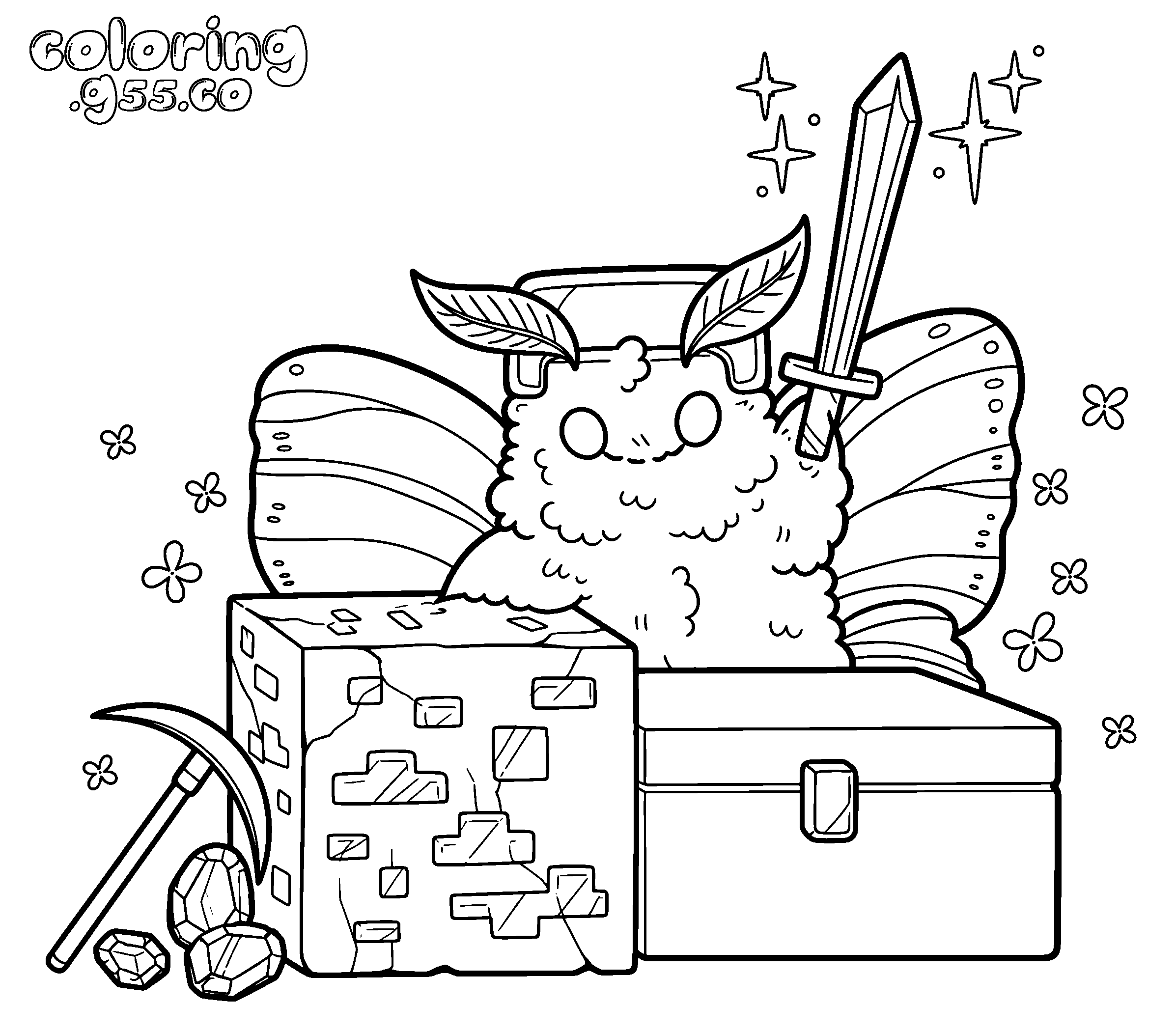 cute minecraft moth knight line art