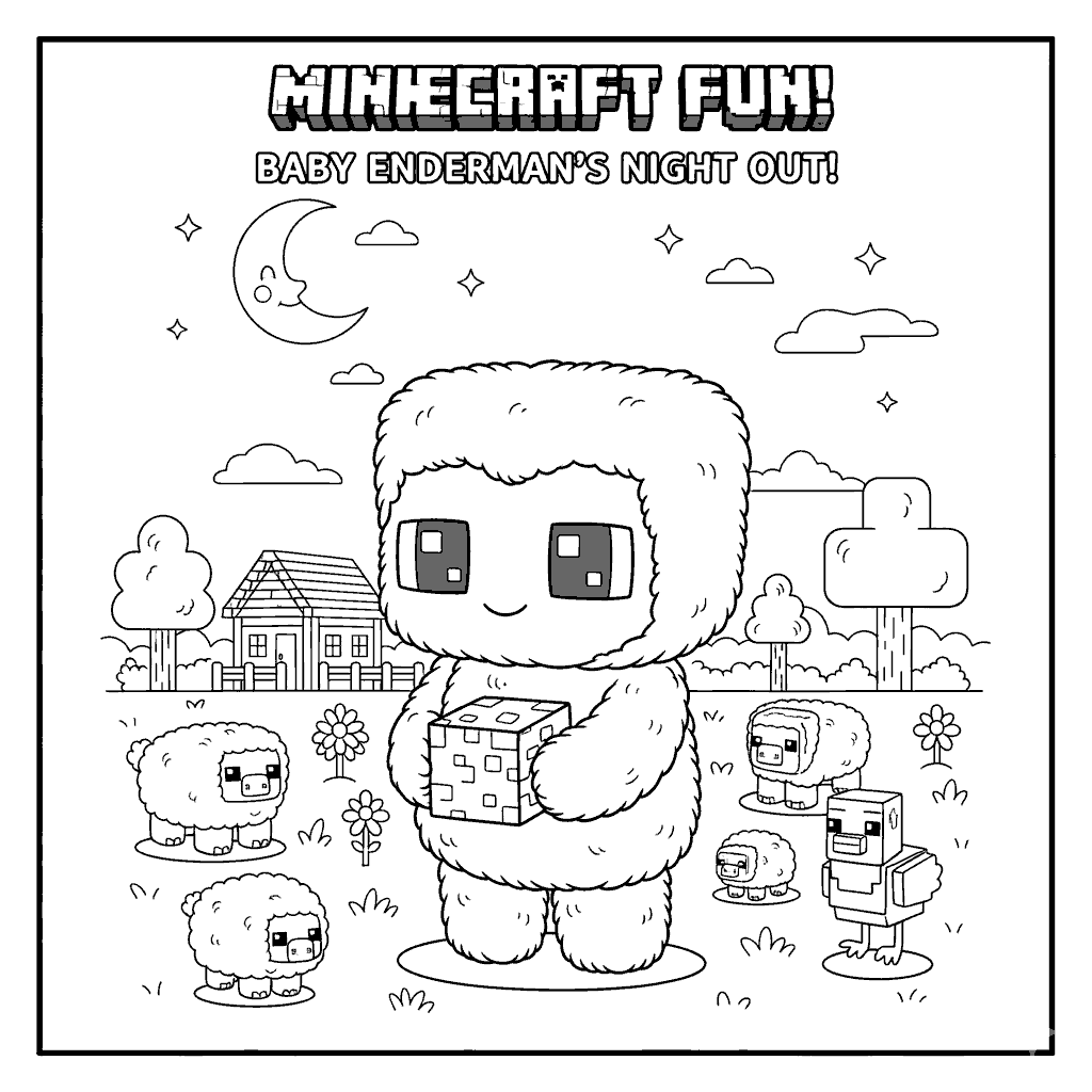 baby enderman sheep coloring sheet