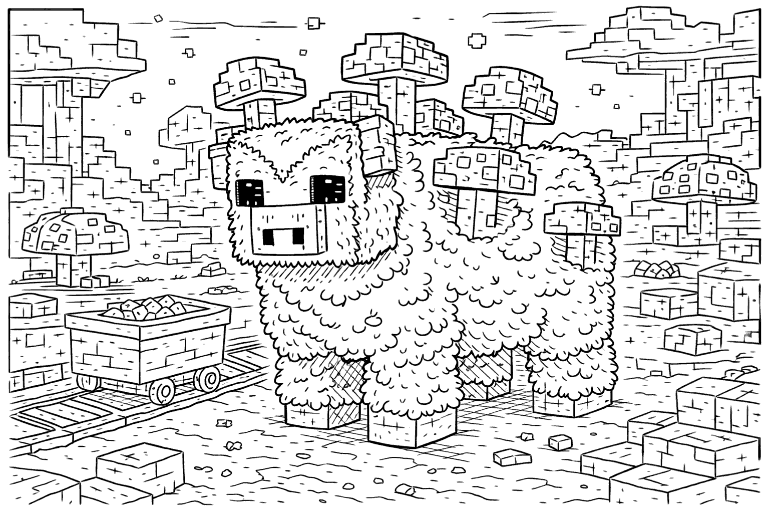 minecraft fluffy cow coloring sheet